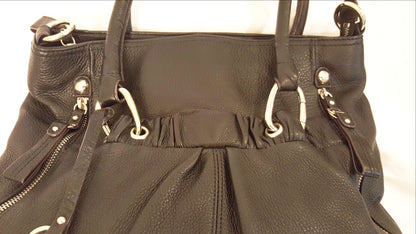 B Makowsky Black Satchel Leather Handbag
