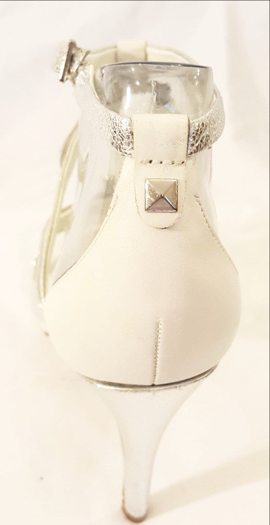 BCBG White and Silver Sandals