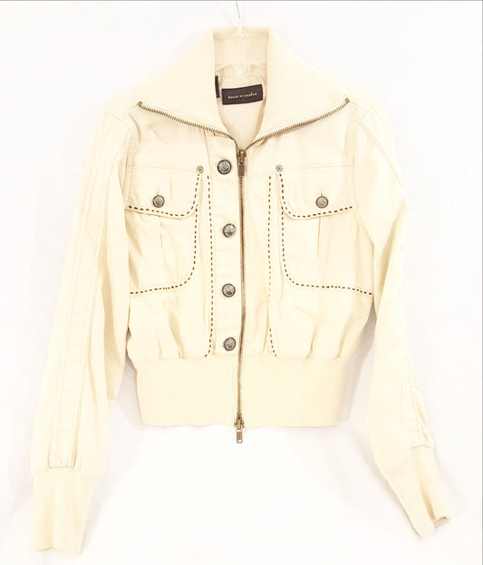 House of Dereon Cream Bomber Jacket